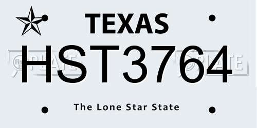HST3764 Texas License Plate