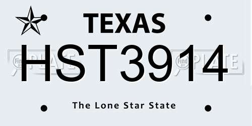 HST3914 Texas License Plate