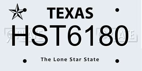 HST6180 Texas License Plate