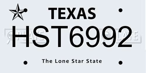 HST6992 Texas License Plate
