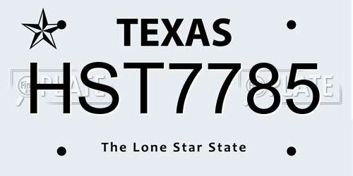 HST7785 Texas License Plate