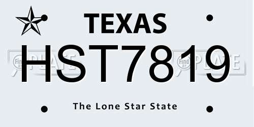 HST7819 Texas License Plate
