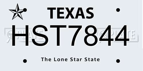 HST7844 Texas License Plate
