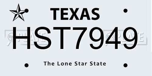 HST7949 Texas License Plate