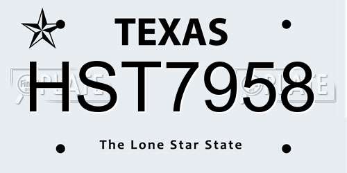 HST7958 Texas License Plate