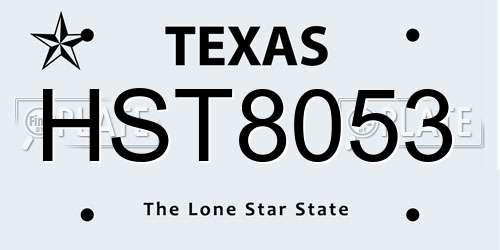 HST8053 Texas License Plate