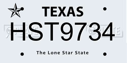 HST9734 Texas License Plate