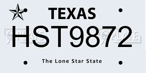 HST9872 Texas License Plate