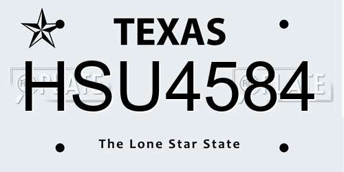 HSU4584 Texas License Plate