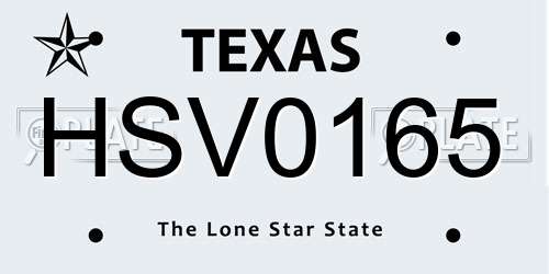 HSV0165 Texas License Plate