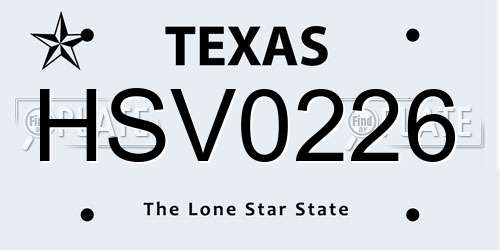 HSV0226 Texas License Plate