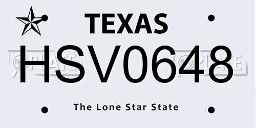 HSV0648 Texas License Plate