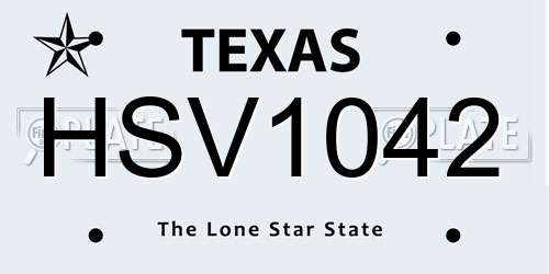 HSV1042 Texas License Plate