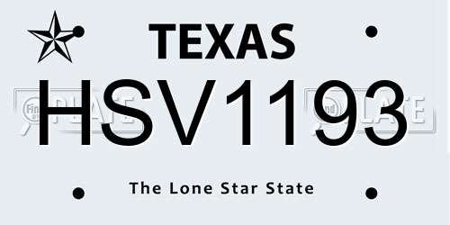 HSV1193 Texas License Plate