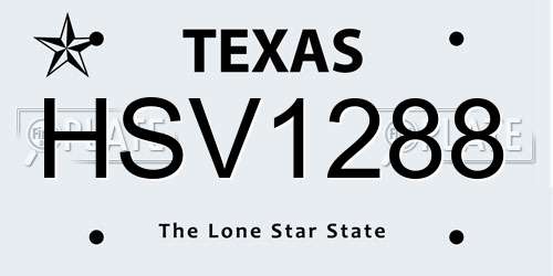 HSV1288 Texas License Plate