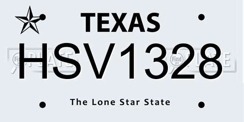 HSV1328 Texas License Plate