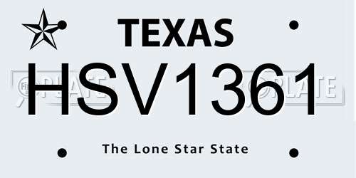 HSV1361 Texas License Plate