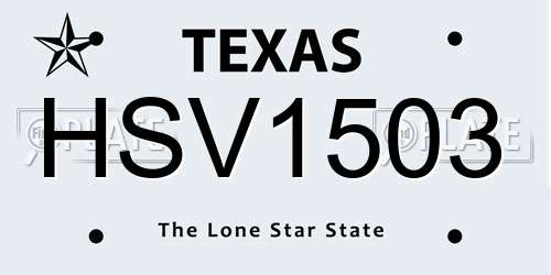 HSV1503 Texas License Plate