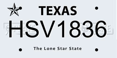 HSV1836 Texas License Plate