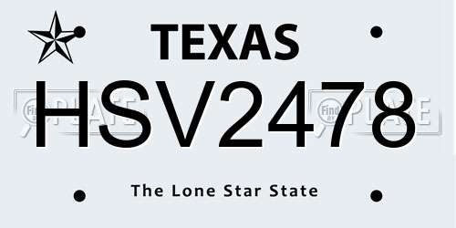 HSV2478 Texas License Plate