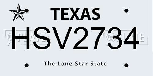 HSV2734 Texas License Plate