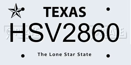 HSV2860 Texas License Plate