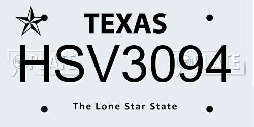 HSV3094 Texas License Plate
