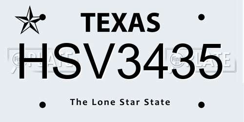 HSV3435 Texas License Plate