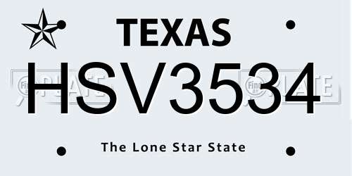 HSV3534 Texas License Plate