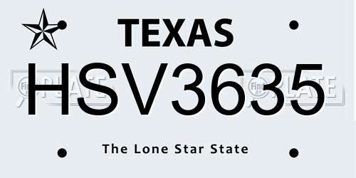 HSV3635 Texas License Plate
