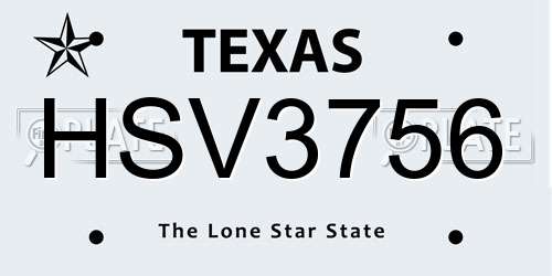 HSV3756 Texas License Plate