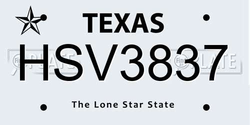 HSV3837 Texas License Plate