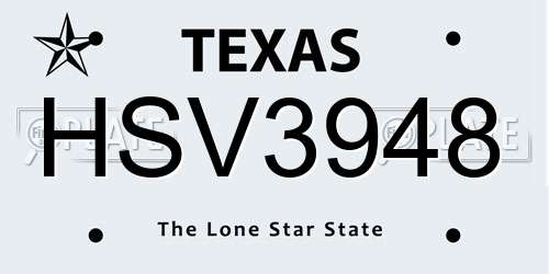 HSV3948 Texas License Plate