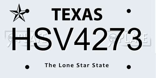 HSV4273 Texas License Plate