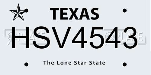 HSV4543 Texas License Plate