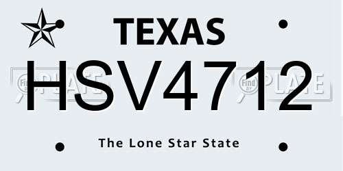 HSV4712 Texas License Plate