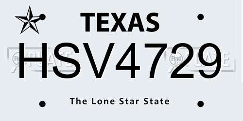 HSV4729 Texas License Plate