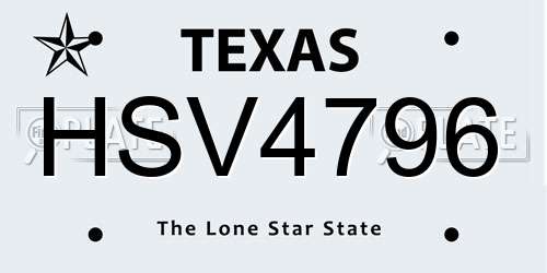 HSV4796 Texas License Plate