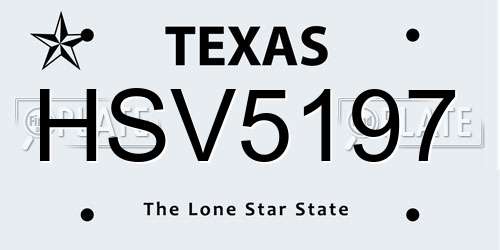 HSV5197 Texas License Plate