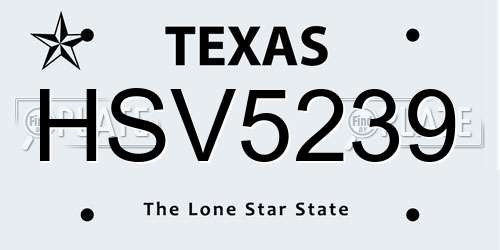 HSV5239 Texas License Plate