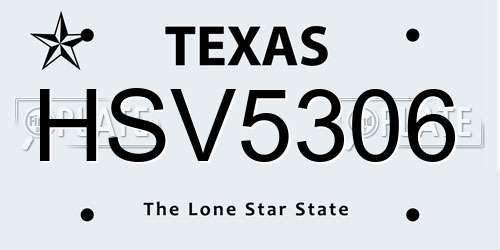 HSV5306 Texas License Plate