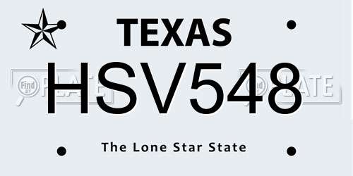 HSV548 Texas License Plate