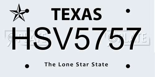 HSV5757 Texas License Plate