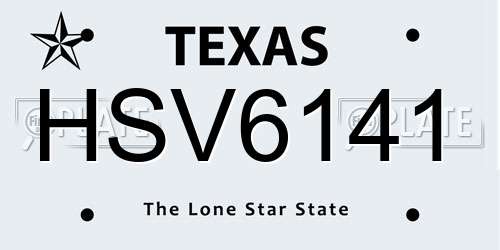 HSV6141 Texas License Plate