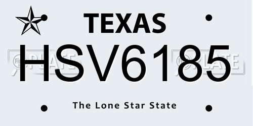 HSV6185 Texas License Plate