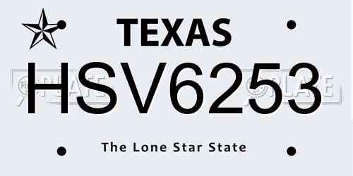 HSV6253 Texas License Plate