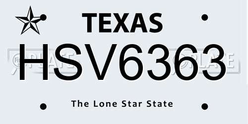 HSV6363 Texas License Plate