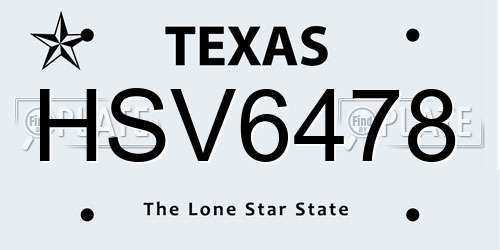 HSV6478 Texas License Plate