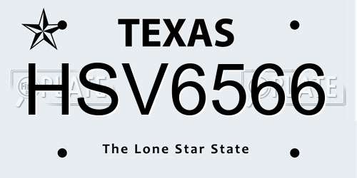 HSV6566 Texas License Plate