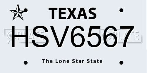 HSV6567 Texas License Plate